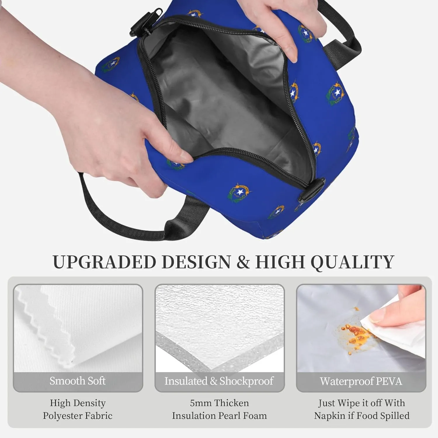 Nevada State Flag Insulated Lunch Bag Lunch Box For Women Men Reusable Tote For Office Gym Outings