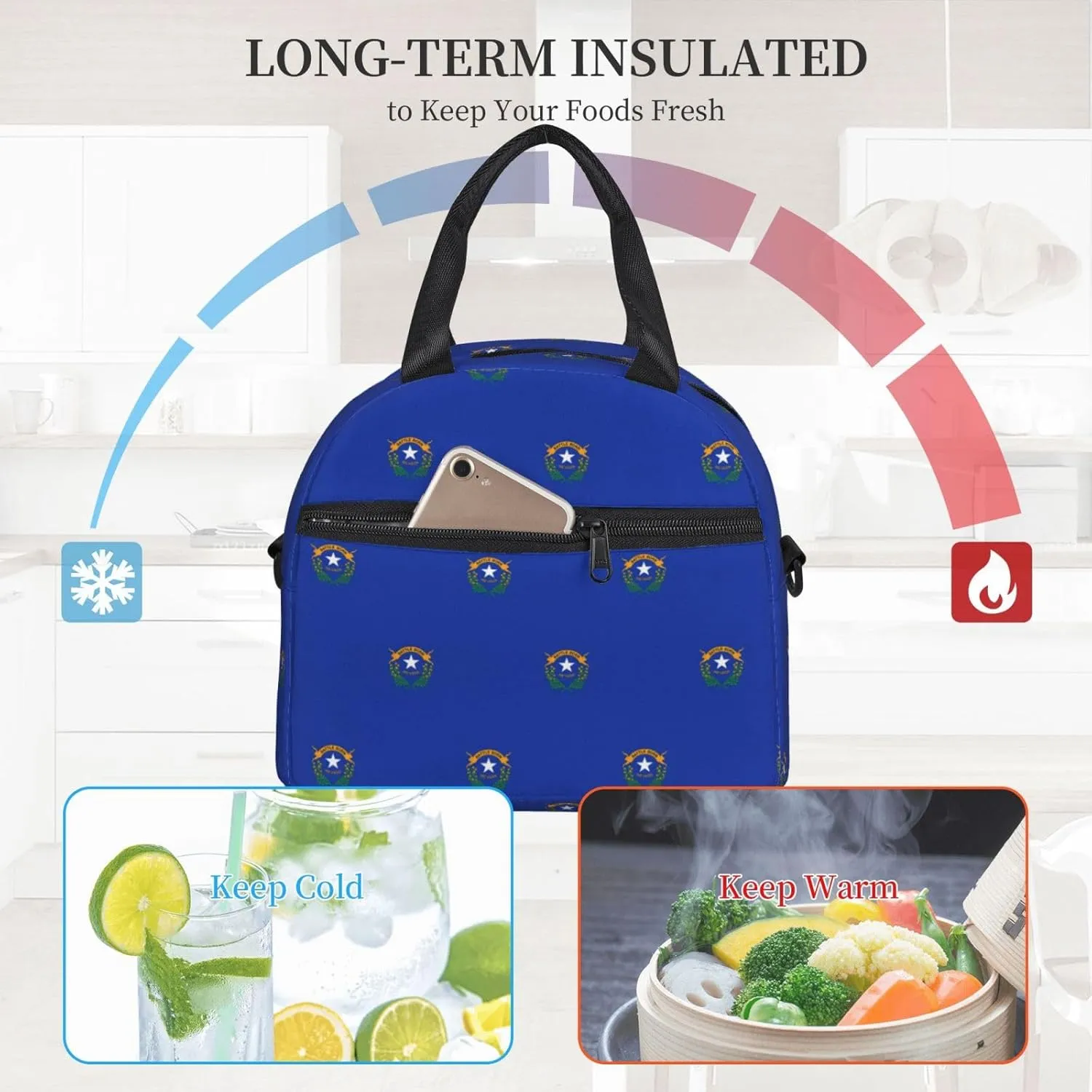 Nevada State Flag Insulated Lunch Bag Lunch Box For Women Men Reusable Tote For Office Gym Outings