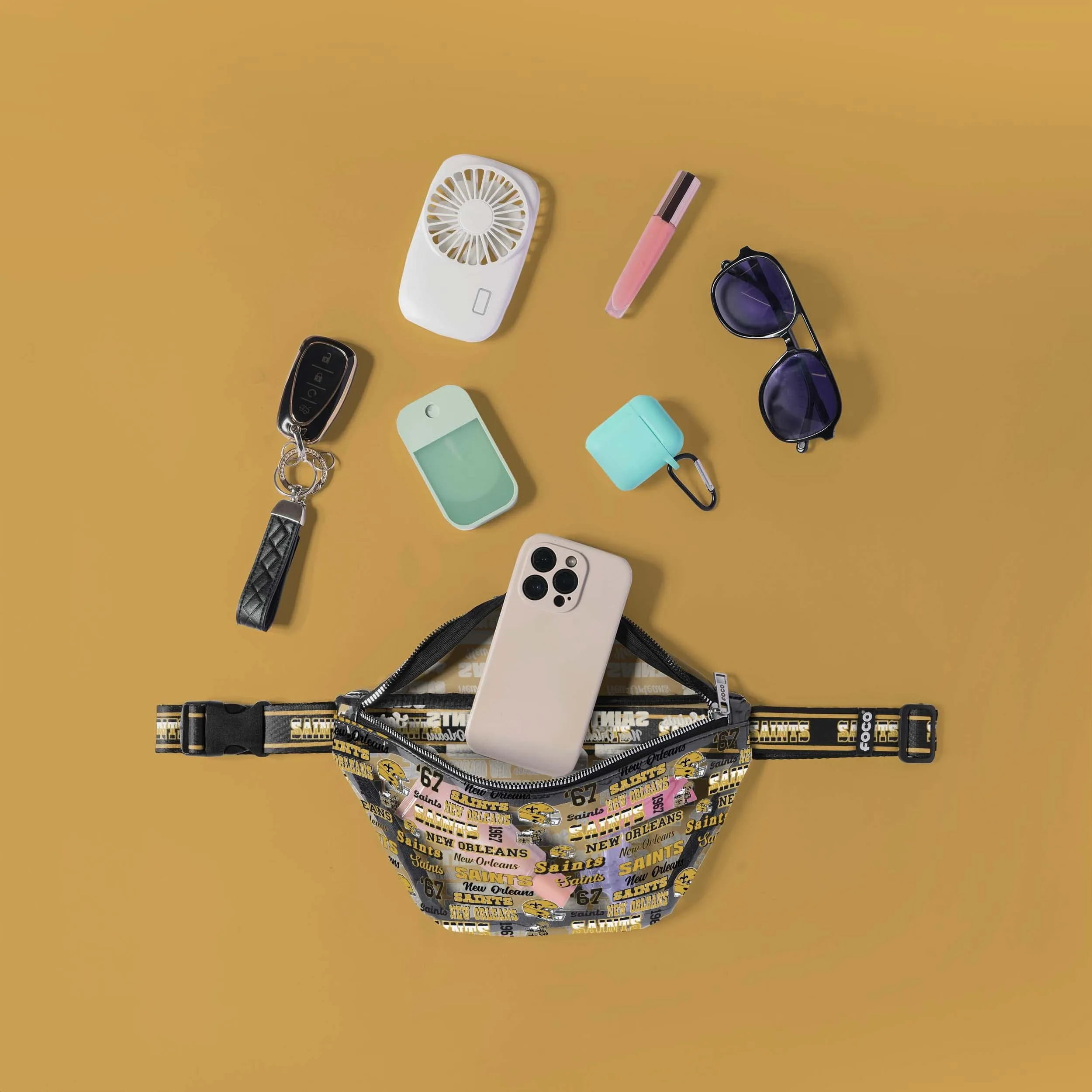New Orleans Saints Repeat Retro Print Clear Fanny Pack