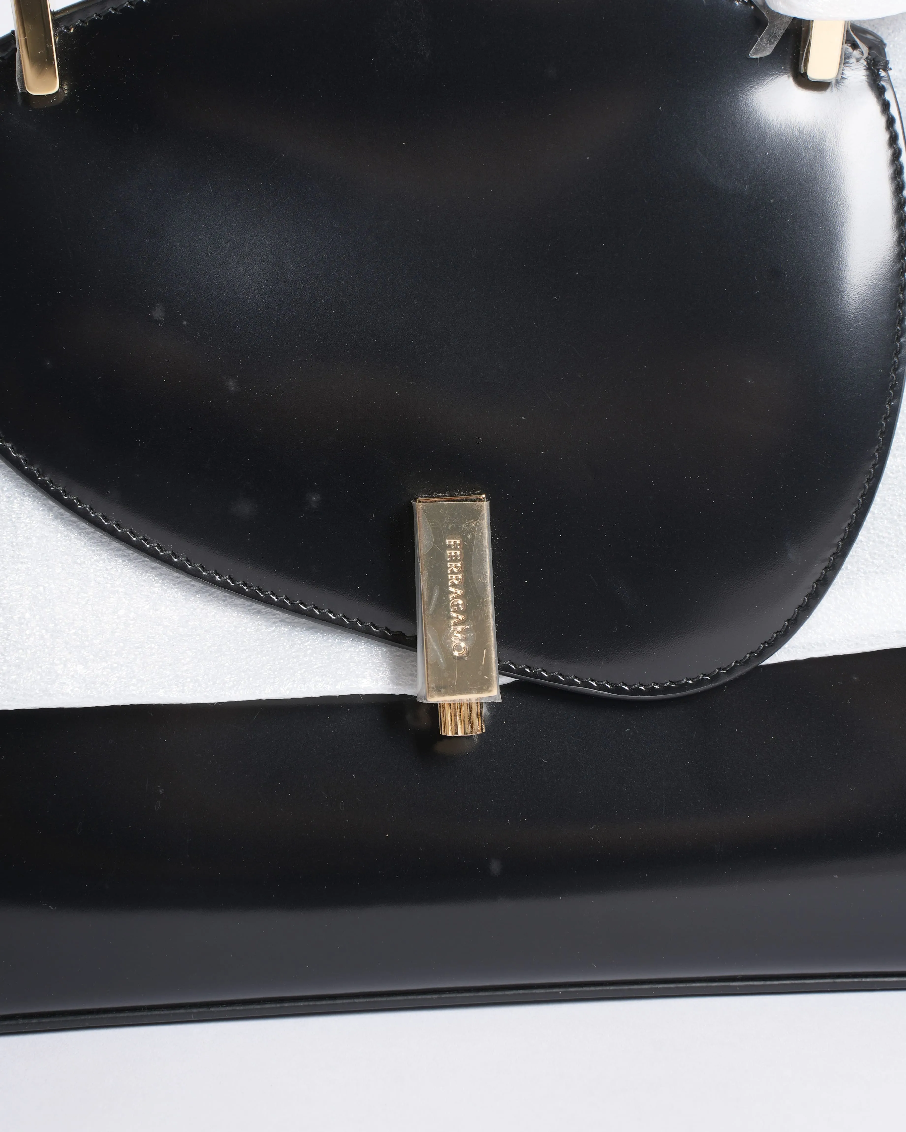 New Salvatore Ferragamo Geometric Small Top Handle Bag with Crossbody Strap