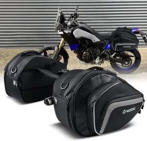 NICECNC Motorcycle Saddlebags, 50L Side Travel Luggage Saddle Bags Motorcycles Soft Panniers Bags Throw Over Bags Compatible with Harley Honda Suzuki Yamaha Adventure Street Glide Dual Sport Gray