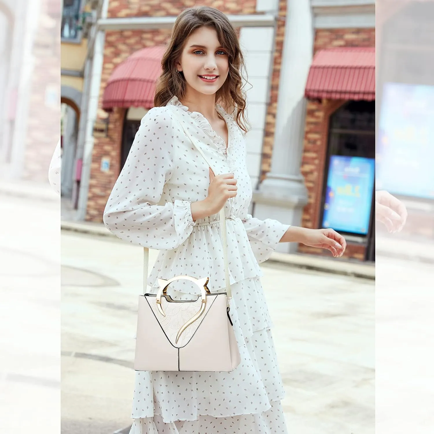 NICOLE & DORIS Fashion Handbags for Women Designer Cat Shape Handle Top-Handle Bags Crossbody Bag