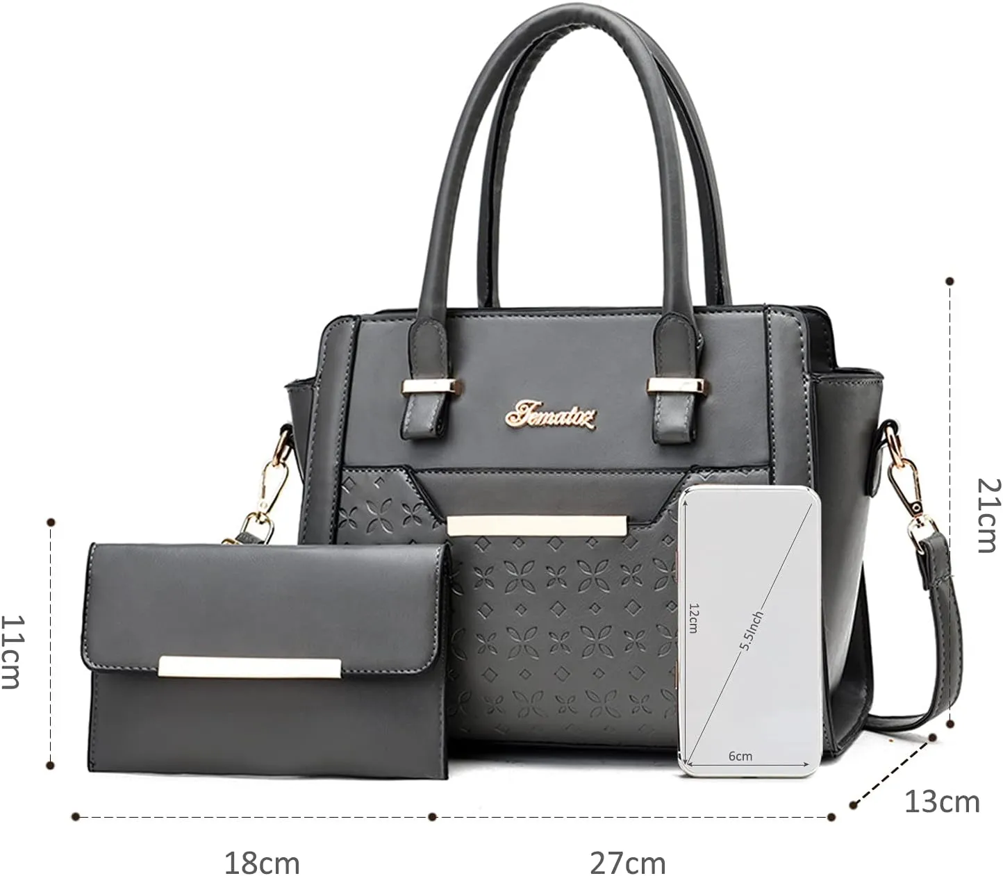 NICOLE & DORIS Handbags for Women Elegant Tote Bags Shoulder Bag 2 Pieces Set Purses Handbag PU Leather