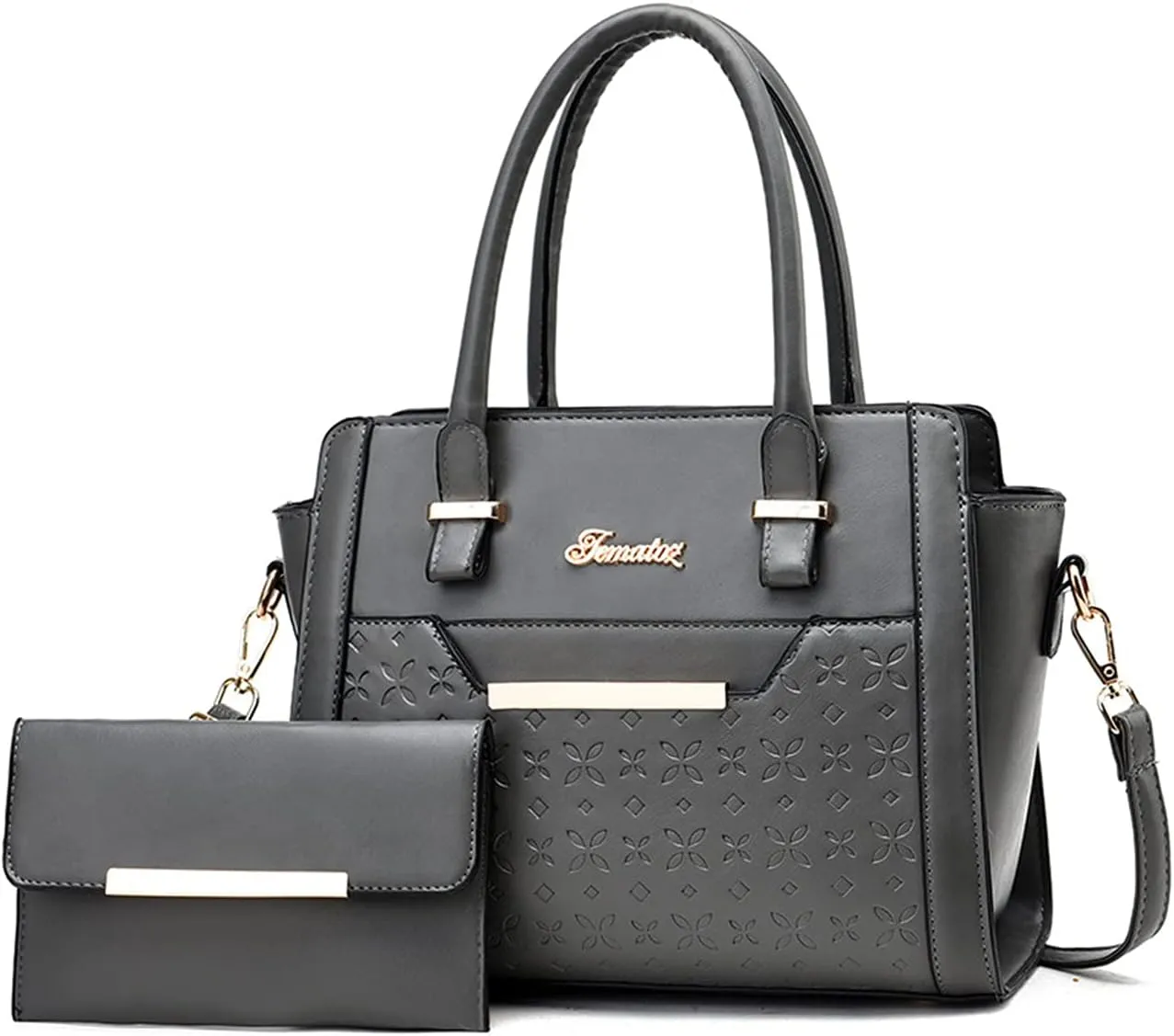 NICOLE & DORIS Handbags for Women Elegant Tote Bags Shoulder Bag 2 Pieces Set Purses Handbag PU Leather