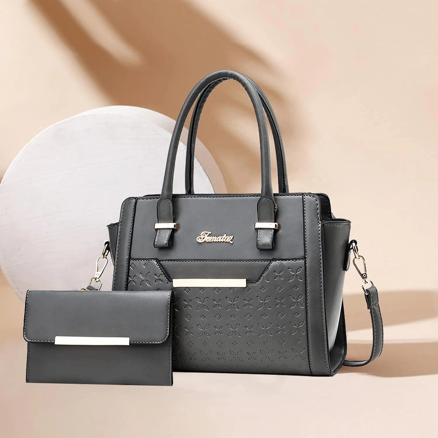 NICOLE & DORIS Handbags for Women Elegant Tote Bags Shoulder Bag 2 Pieces Set Purses Handbag PU Leather