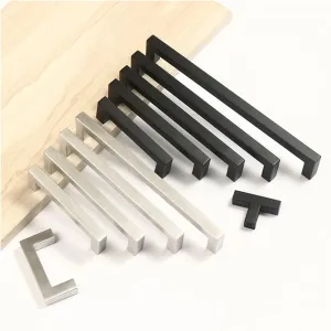 nihngvjm Black/Silver Stainless Steel Cabinet Handle Square Bar Kitchen Door Knob Furniture Hardware Cabinet Wardrobe Drawer Handle Handles (Color : Silver)