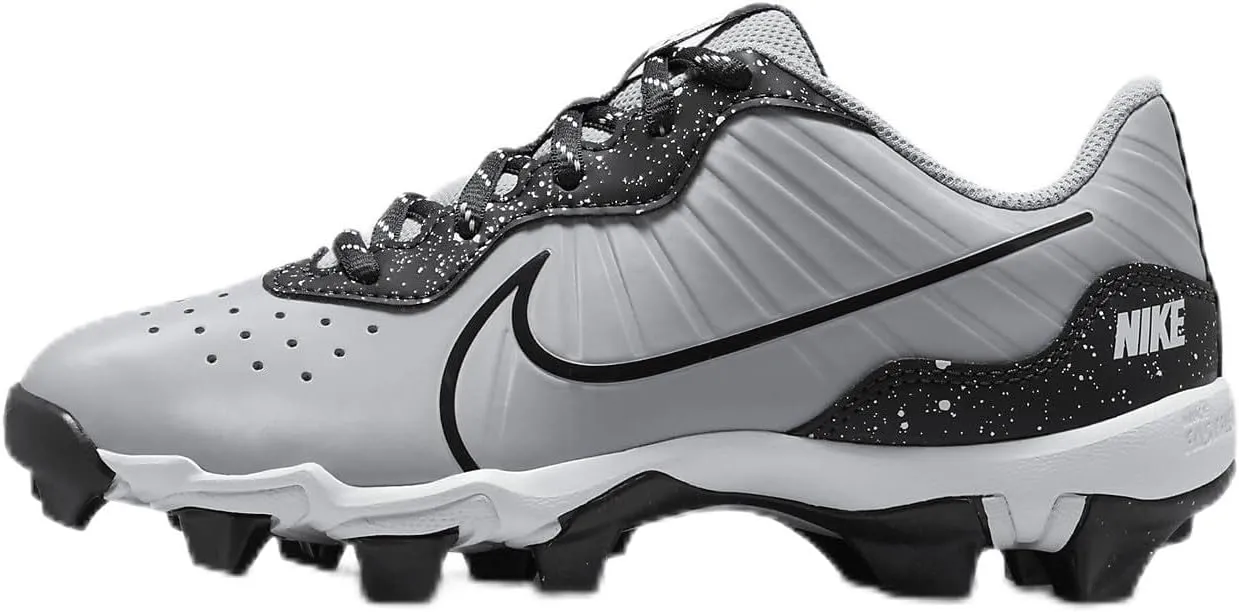 Nike Alpha Huarache 4 Keystone Little/Big Kids' Baseball Cleats (DJ6525-005, Wolf Grey/White/Dark Smoke Grey) Size 1.5