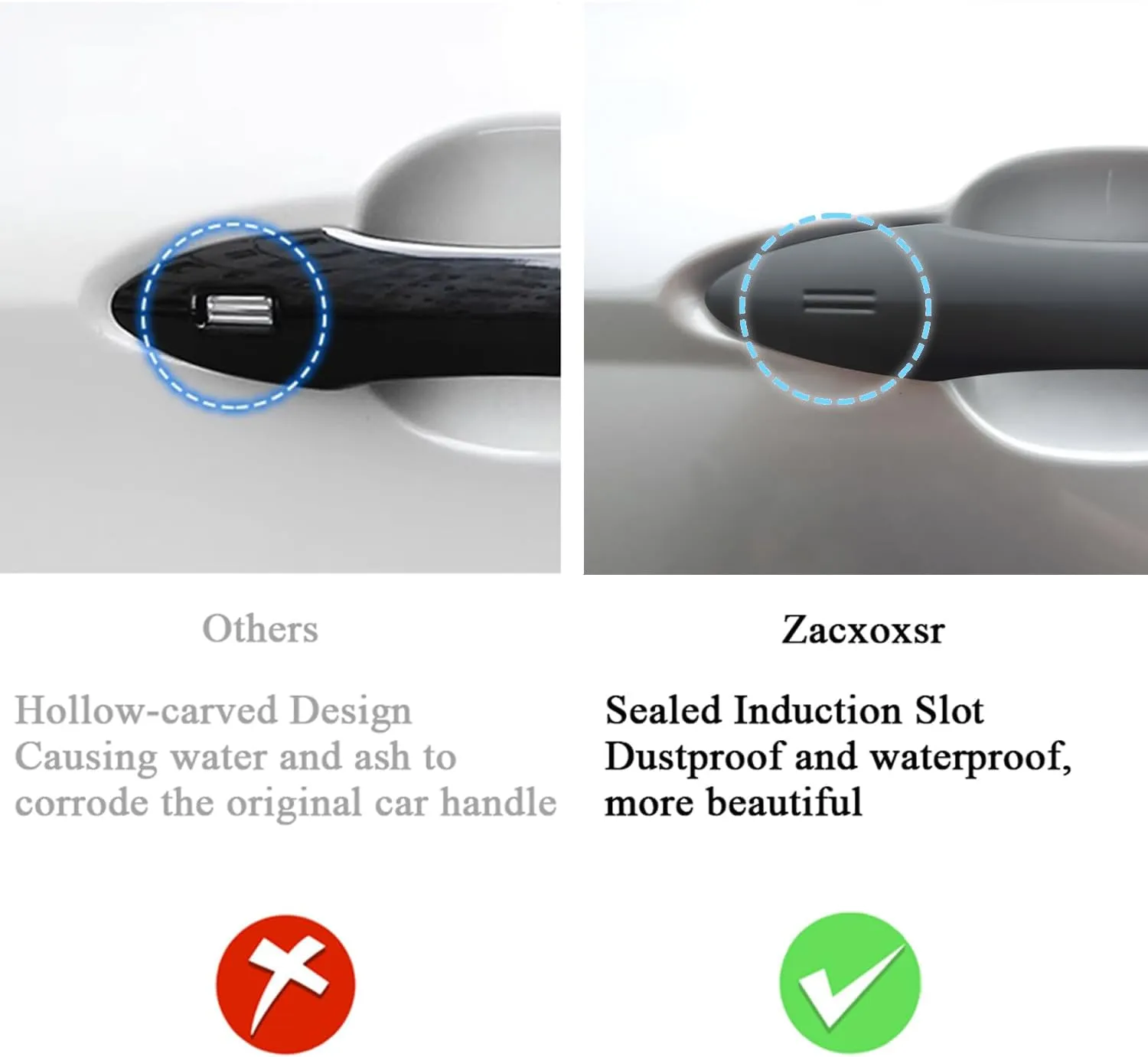 No Adhesive Snap-on Car Door Handle Cover Protector Compatible for Toyota 2018 2019 2020 2021 2022 2023 2024 2025 Camry 2019-2025 Corolla 2019-2022 Avalon 2016-2022 Prius 2020-2024 Venza Accessories