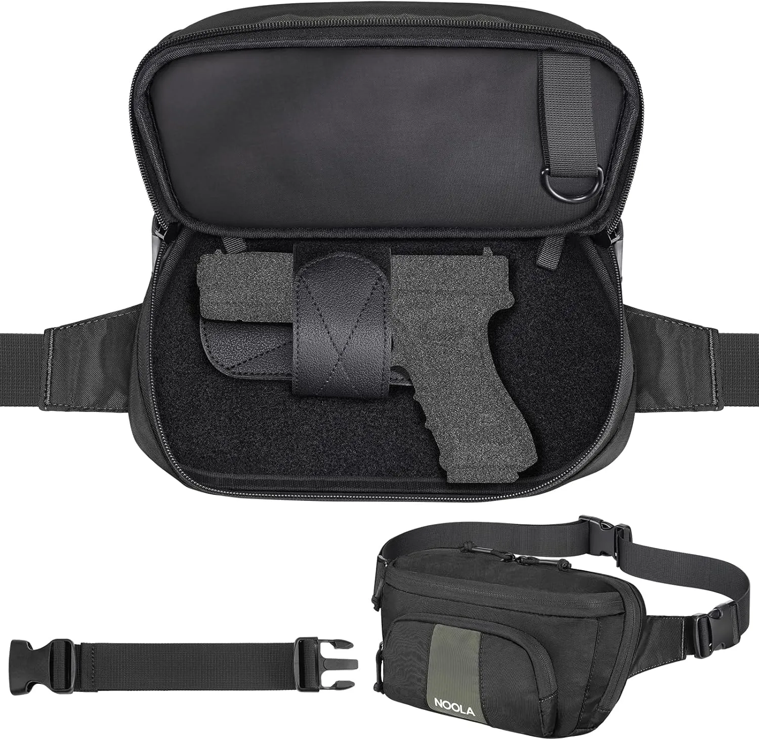 NOOLA Tactical Fanny Pack,Tactical Bag for Men and Women,Large Waist Pack with Quick-Access Pull, Belt Bag for EDC Gear, Hunting, Outdoor, Cycling, Hiking, Black