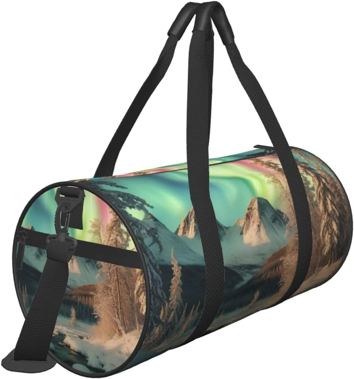 Northern Lights Printed Travel Bag,Round Personal Item Storage bag,Foldie Duffel Bag for Traveling Vacation,Fitness,Sports