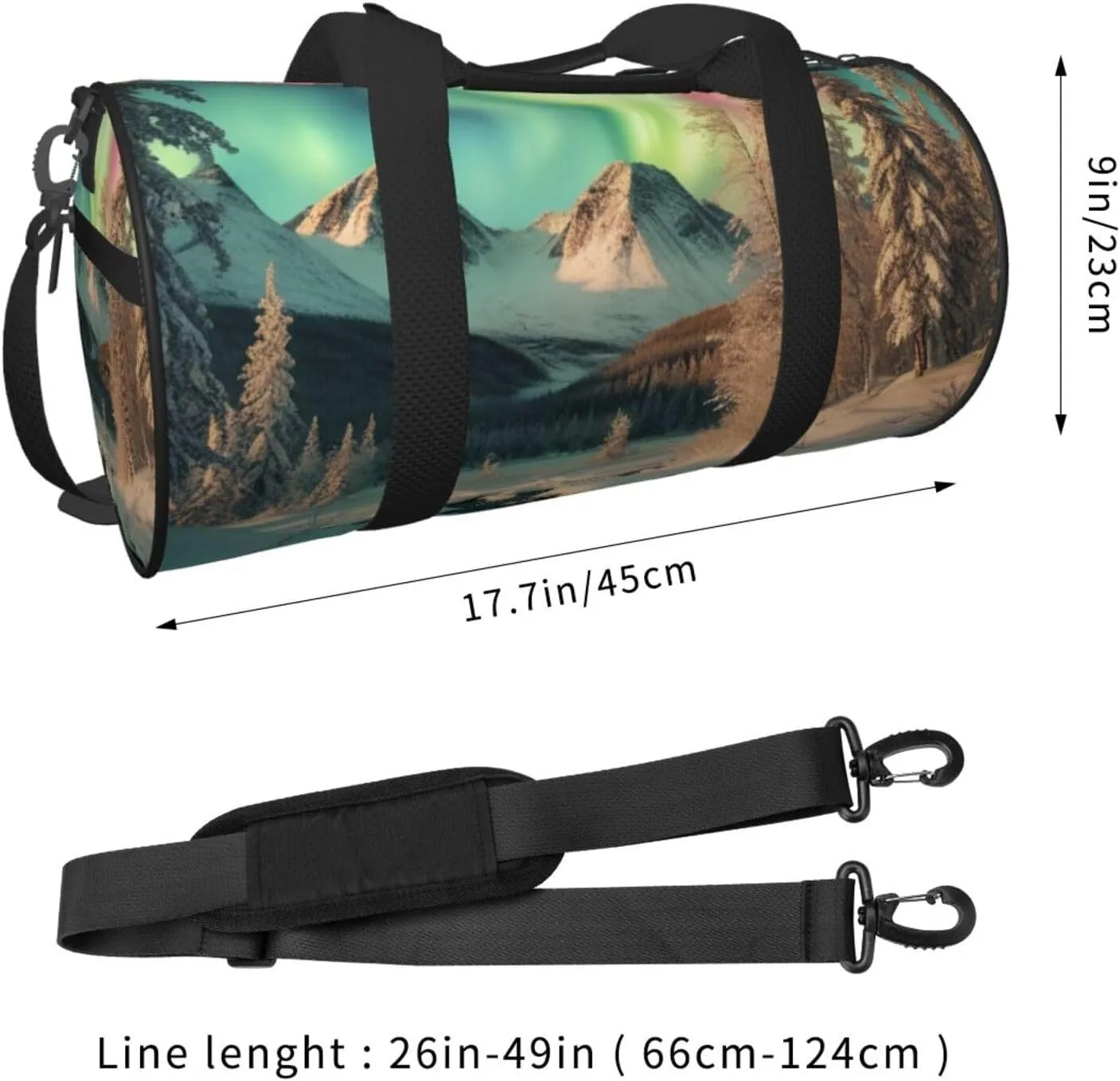 Northern Lights Printed Travel Bag,Round Personal Item Storage bag,Foldie Duffel Bag for Traveling Vacation,Fitness,Sports