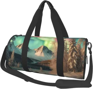Northern Lights Printed Travel Bag,Round Personal Item Storage bag,Foldie Duffel Bag for Traveling Vacation,Fitness,Sports