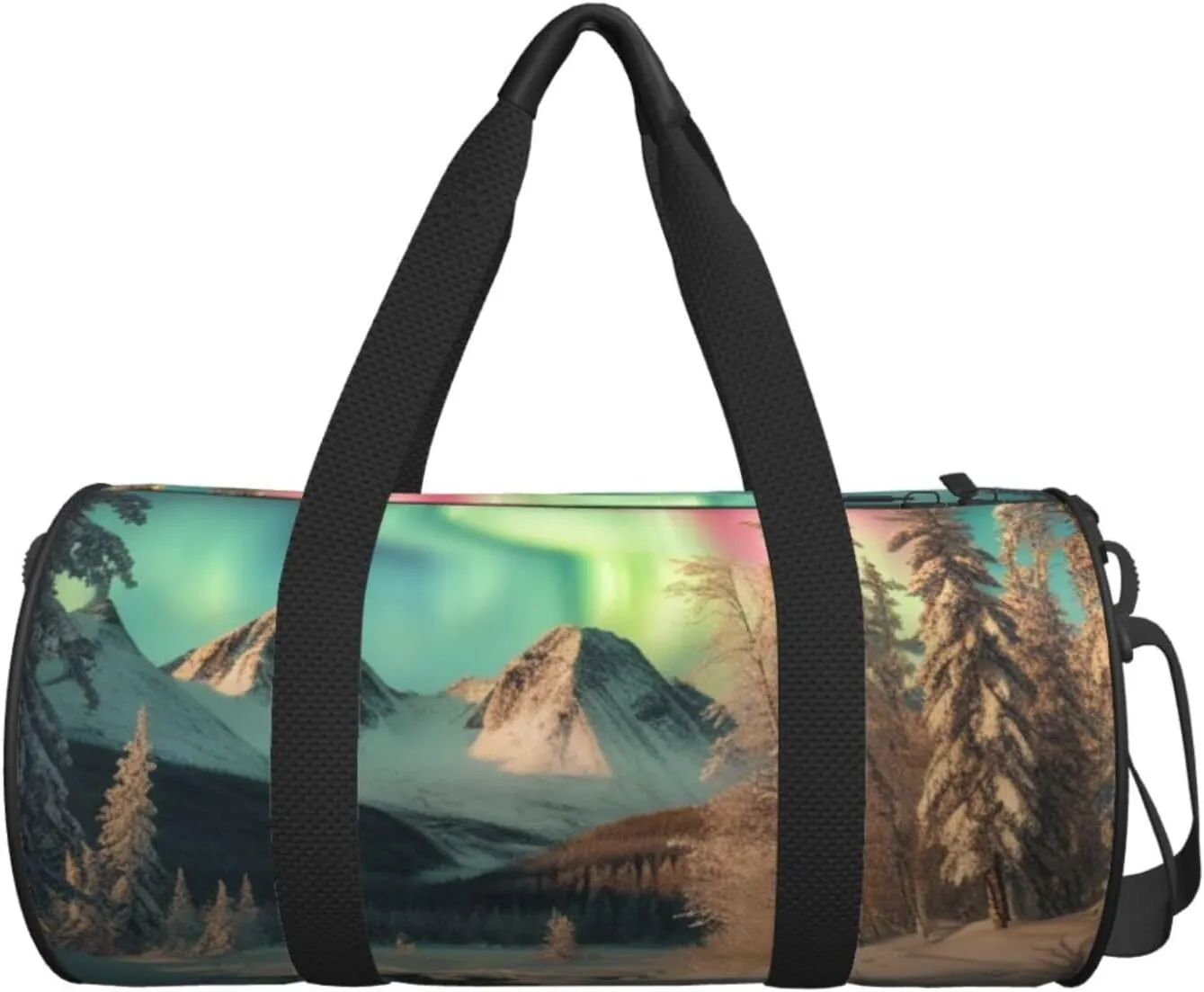 Northern Lights Printed Travel Bag,Round Personal Item Storage bag,Foldie Duffel Bag for Traveling Vacation,Fitness,Sports