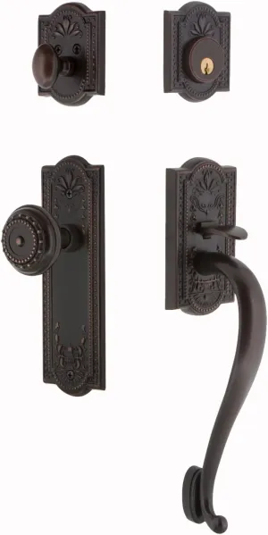 Nostalgic Warehouse, Backset-2.375", 708244 Meadows S Grip Entry Set, Bronze, Timeless Bronze/708244
