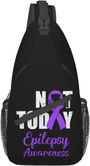 Not Today Epilepsy Awareness Ribbon Sling Backpack Travel Crossbody Casual Chest Shoulder Bag Fashion Fanny Pack