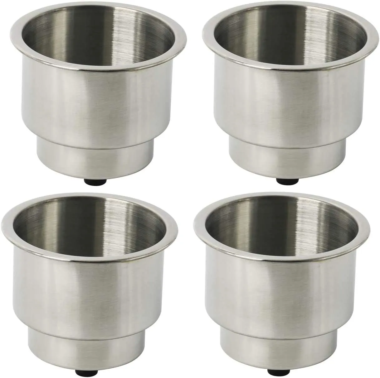 NovelBee Stainless Steel Cup Drink Holder with Drain,Mounting Gasket and Internal pad for Marine Boat Rv Camper (4-Pack)