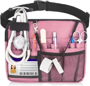 Nurse Fanny Pack, Portable Nursing fanny pack for Medical Gear, Multi-compartment Nurse Pouch with Extension Strap (Pink)