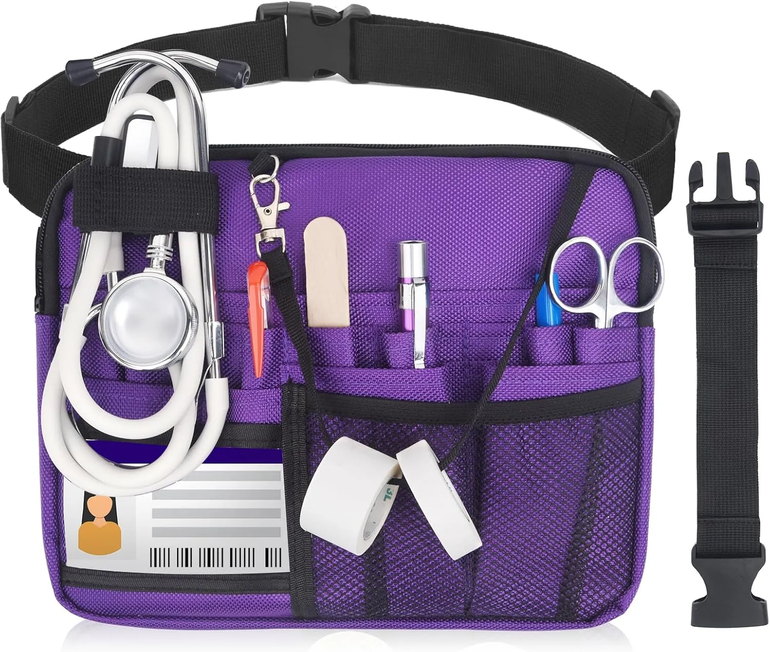 Nurse Fanny Pack, Portable Nursing fanny pack for Medical Gear, Multi-compartment Nurse Pouch with Extension Strap (Purple)