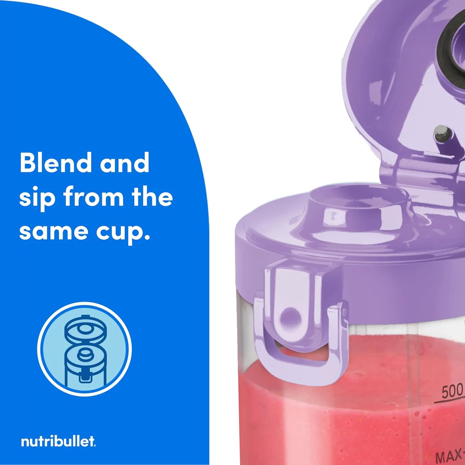 nutribullet Portable Blender, Cordless, 20oz Vessel, Personal Blender, USB-C Rechargeable, Light Purple, NBPB50100LP