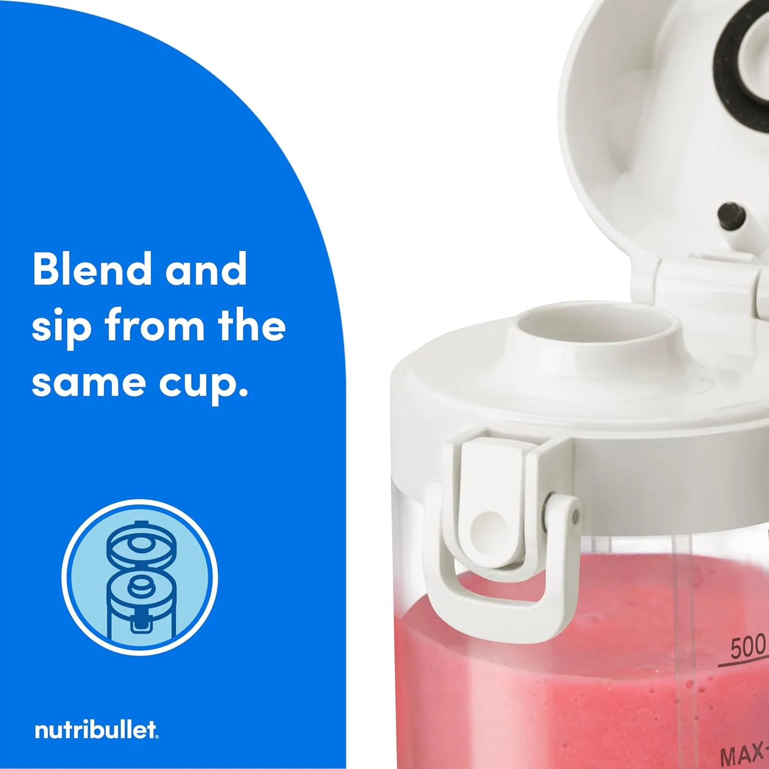 nutribullet Portable Blender, Cordless, 20oz Vessel, Personal Blender, USB-C Rechargeable, White, NBPB50100W