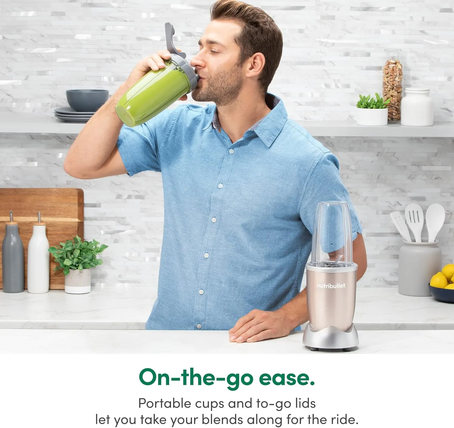nutribullet Pro 900 Watt Personal Blender - 13-Piece High-Speed Blender/Mixer System, Champagne
