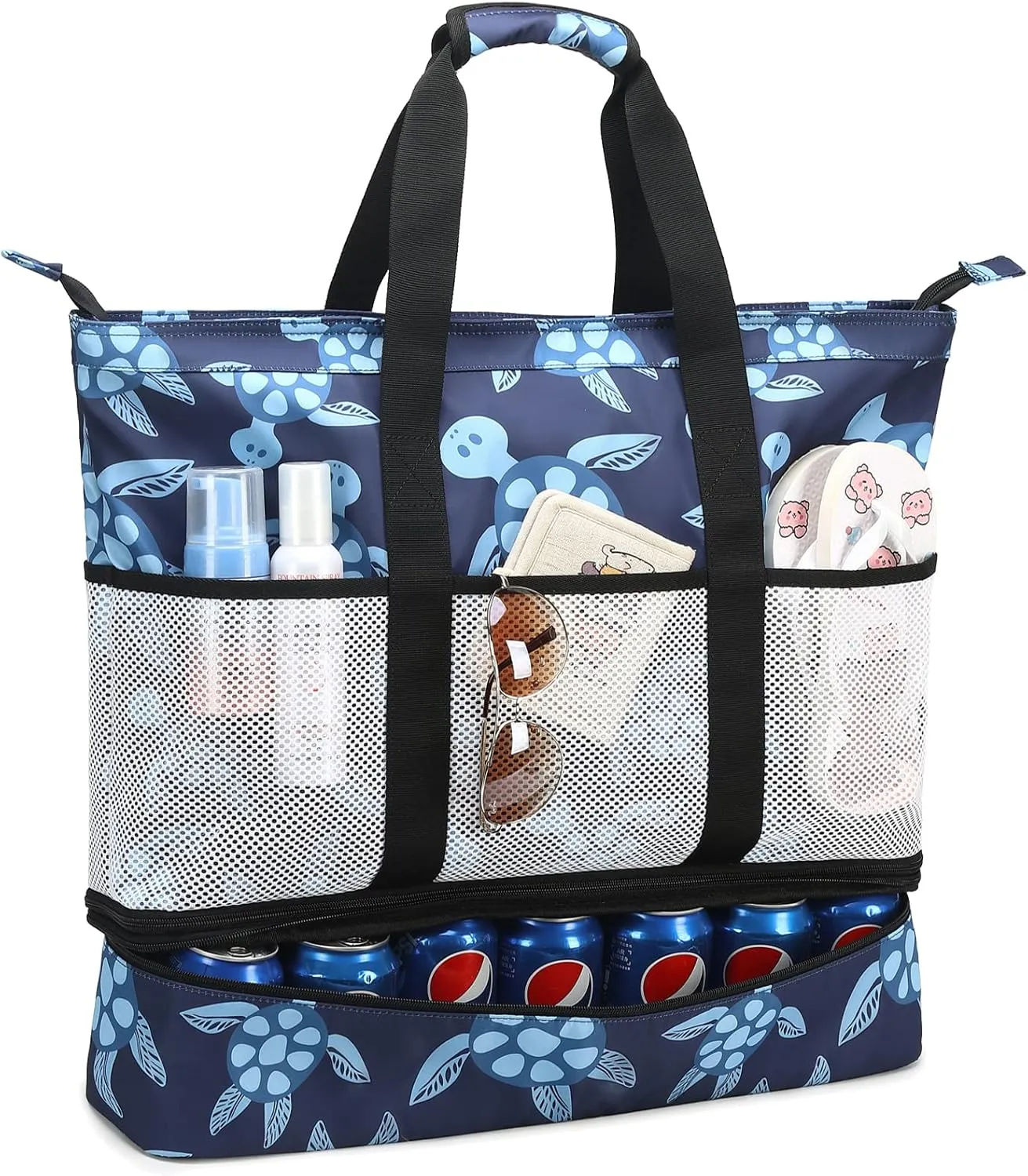 Octsky Beach Bags with Cooler Women Beach Tote Bag Waterproof Sandproof Zipper Large Pool Bag 9 Pockets