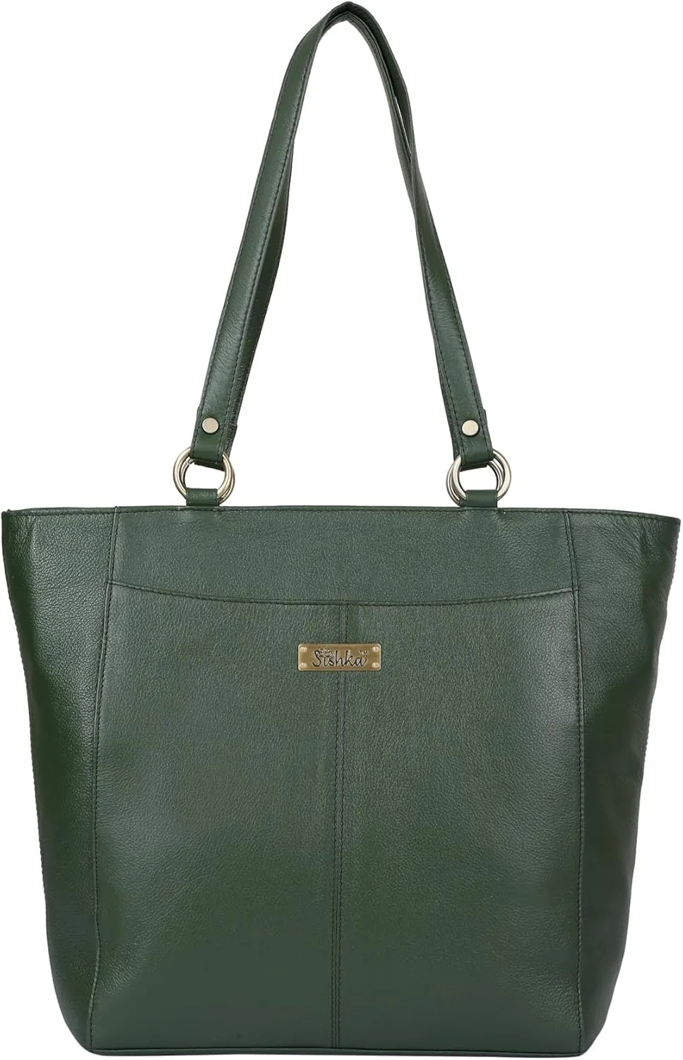Olive Tote Bag for Women Elegant Genuine Leather Satchel, Top Handle Shoulder Handbag, Ladies Purse Perfect for Office, Parties, Trips & Daily Use (H 12" x W 15.25" x D 4.75")