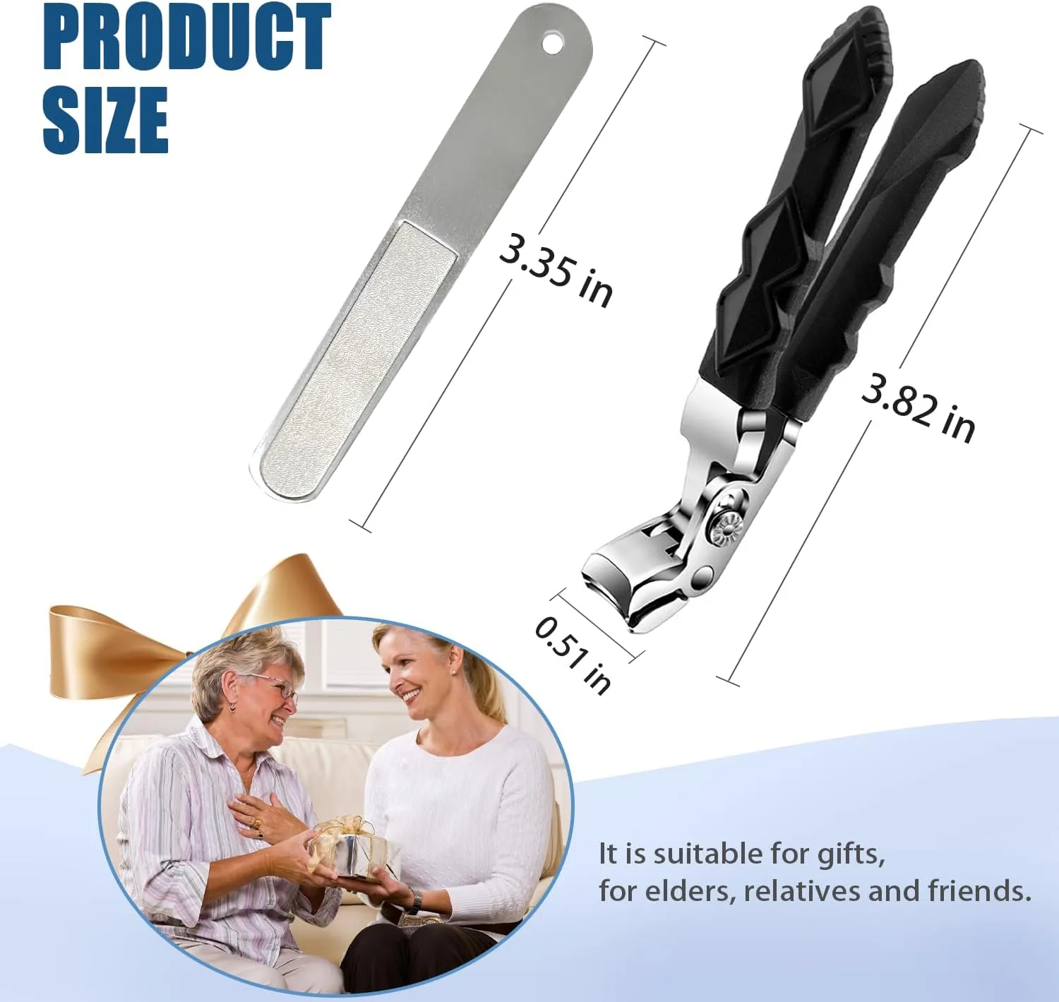 Olygee ClipMaster Pro,Wide Jaw Opening Anti-Splash Nail Clipper,Steel Fingernail Clippers for Seniors, Long Handle Design for Thick Nails,with Catcher,for Men and Women (Long Handle, Count, 1)