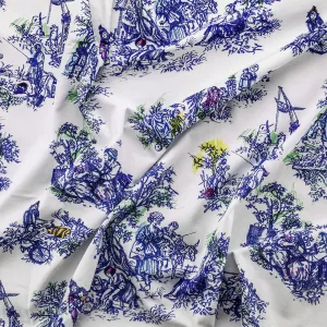 Once Upon Our Time Printed Fabric- White & Blue