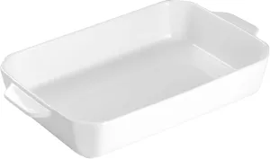 Onniyor Ceramic Baking Dish, Baking Pan with Handles, Casserole Dish for Oven, Large Baking Dish for Cooking, Lasagna Pans Deep, Porcelain Serving Bakeware from Oven to Table, 13x9 Inches, White