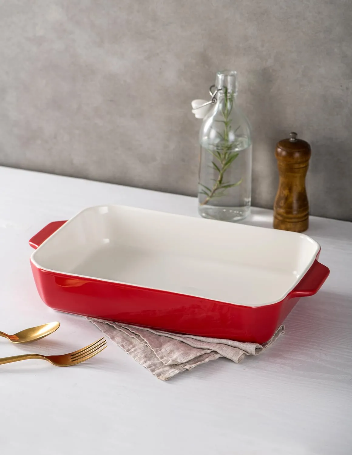 Onniyor Ceramic Baking Dish Set of 3, Rectangular Baking Pans with Handles, Large Baking Dishes, Deep Lasagna Pans for Kitchen, Casserole Dish Set for Oven to Table, Serving Bakeware Set (
