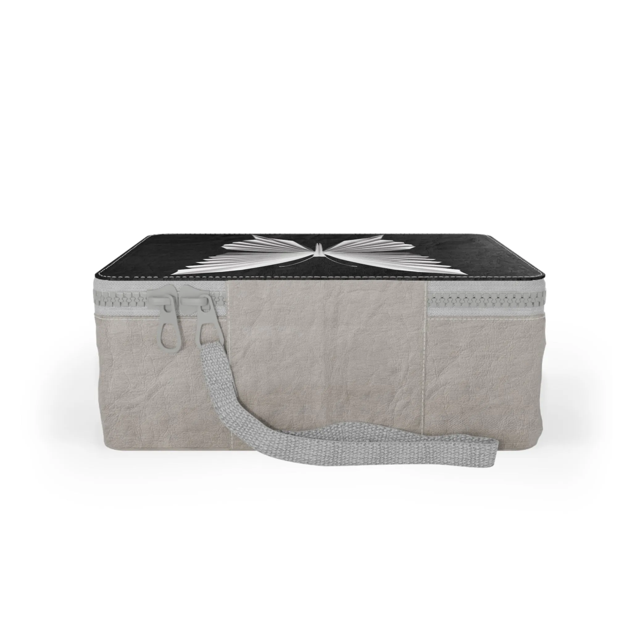 Origami White butterfly  Paper Lunch Bag - black