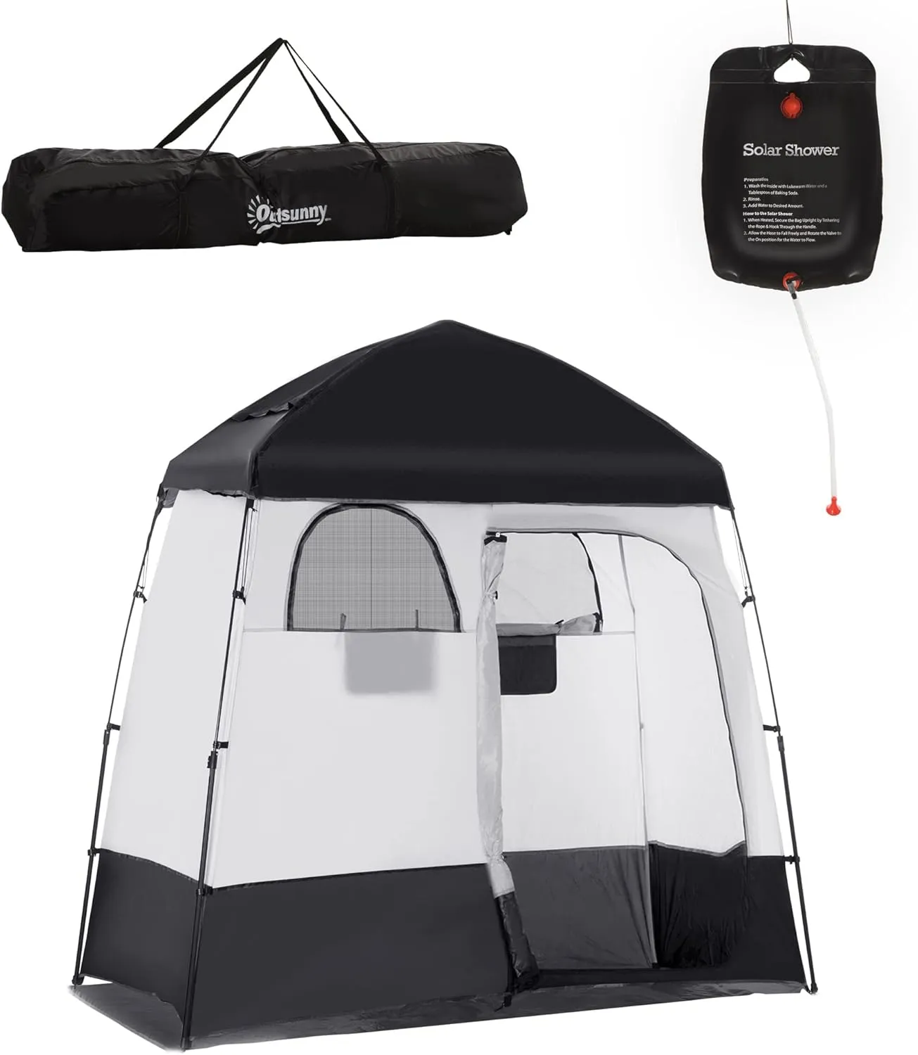 Outdoor Shower Tent Changing Room Privacy Portable Camping Shelters with Floor & Shower Bag for Camping Hiking Beach
