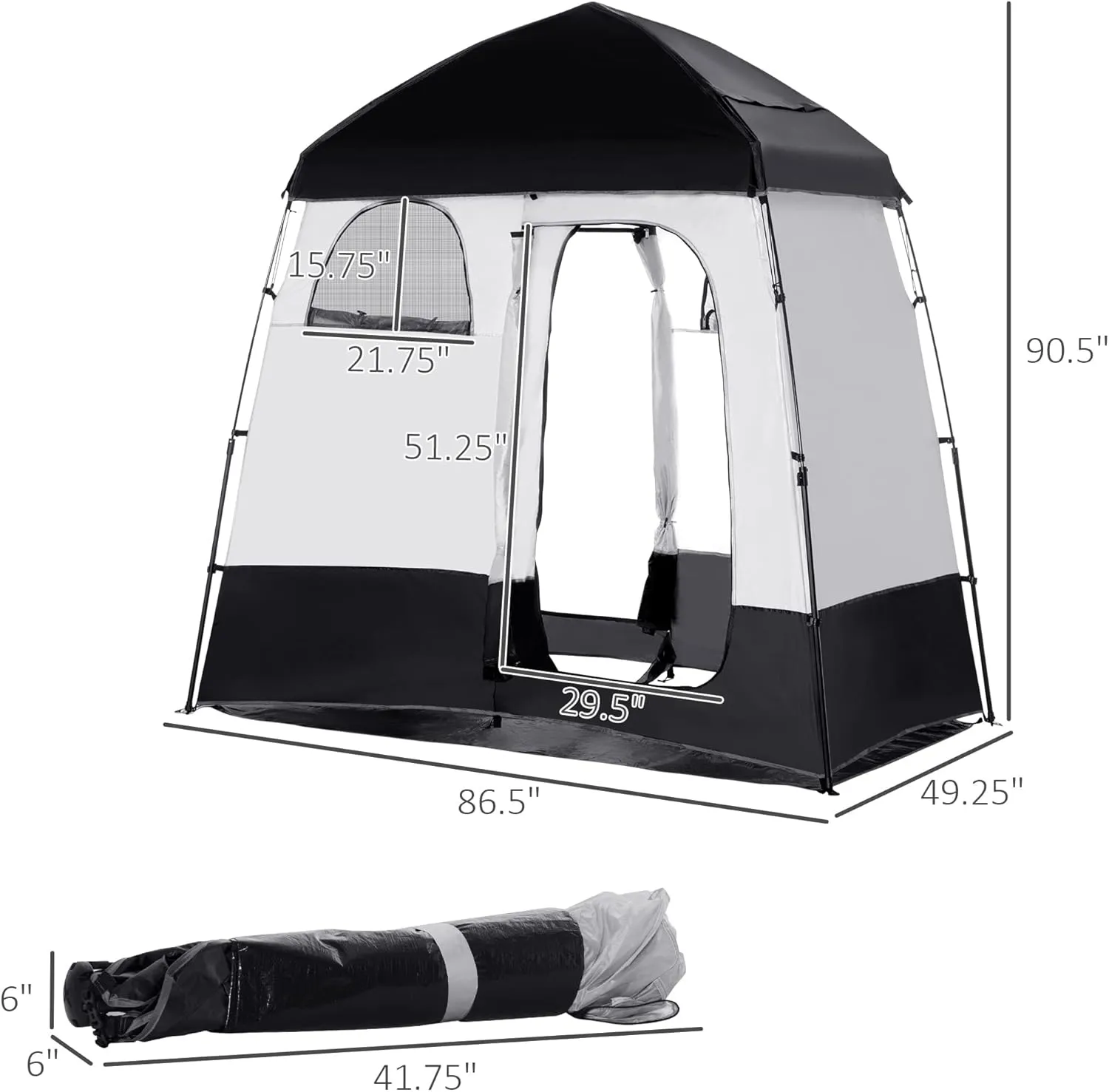 Outdoor Shower Tent Changing Room Privacy Portable Camping Shelters with Floor & Shower Bag for Camping Hiking Beach