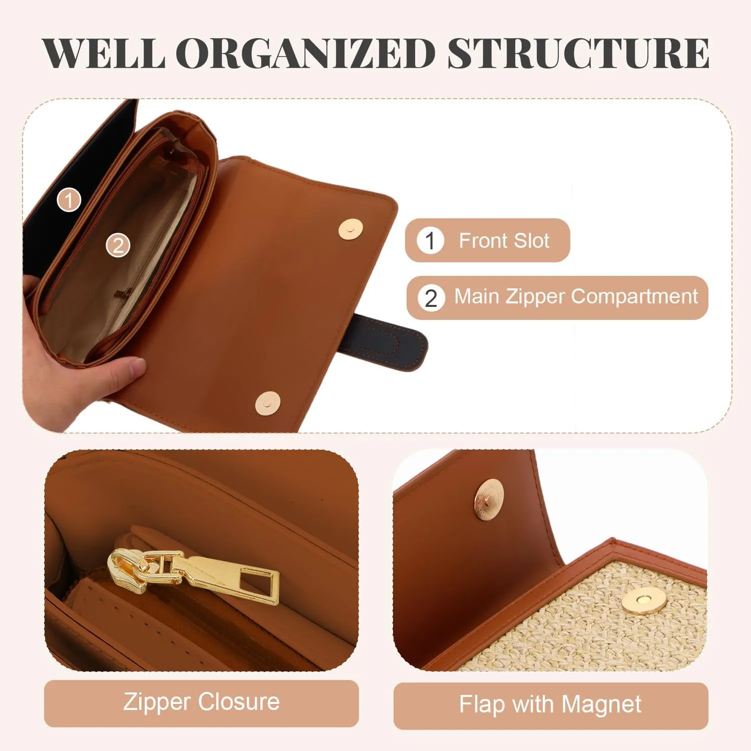 Oweisong Summer Purse for Women 2025 Woven Vacation Handbags Straw Crossbody Bag for Spring Beach