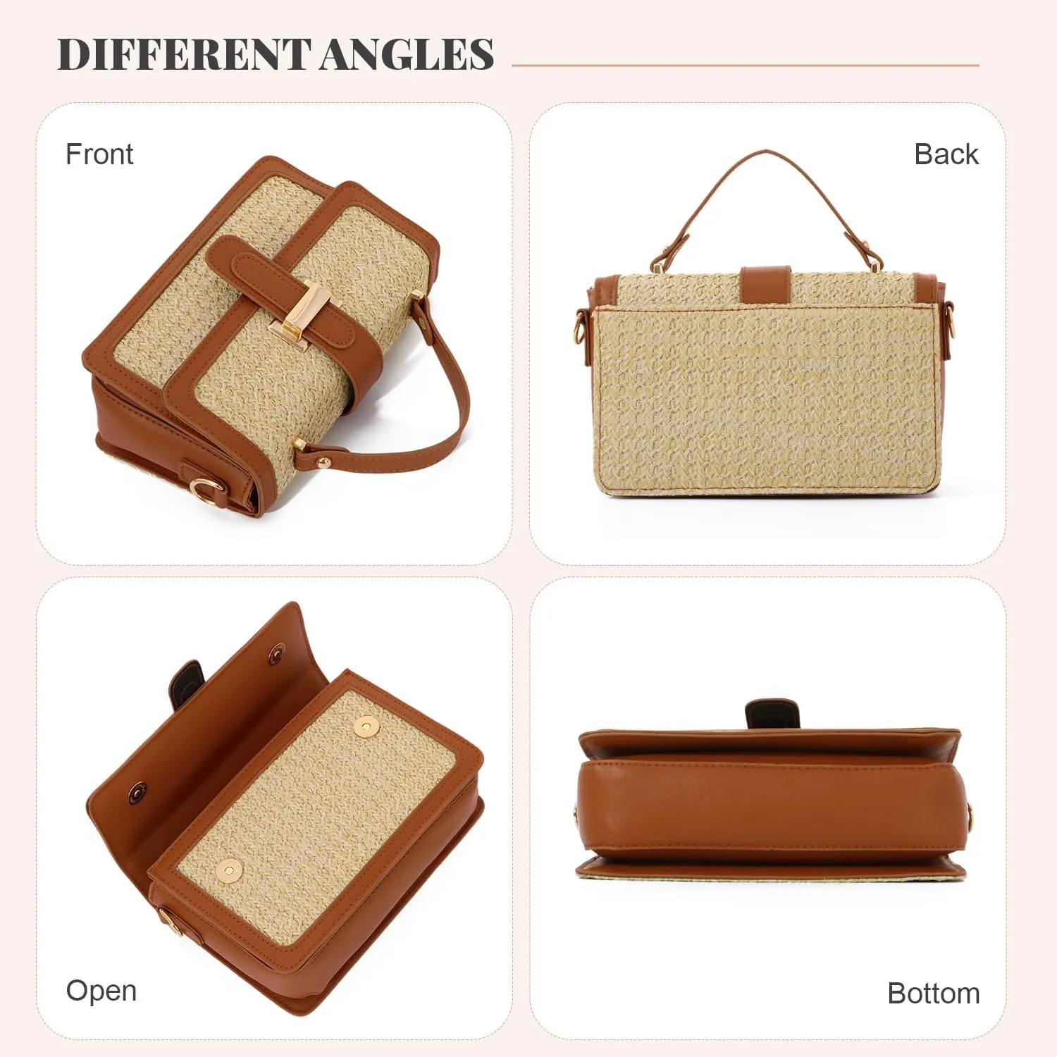 Oweisong Summer Purse for Women 2025 Woven Vacation Handbags Straw Crossbody Bag for Spring Beach