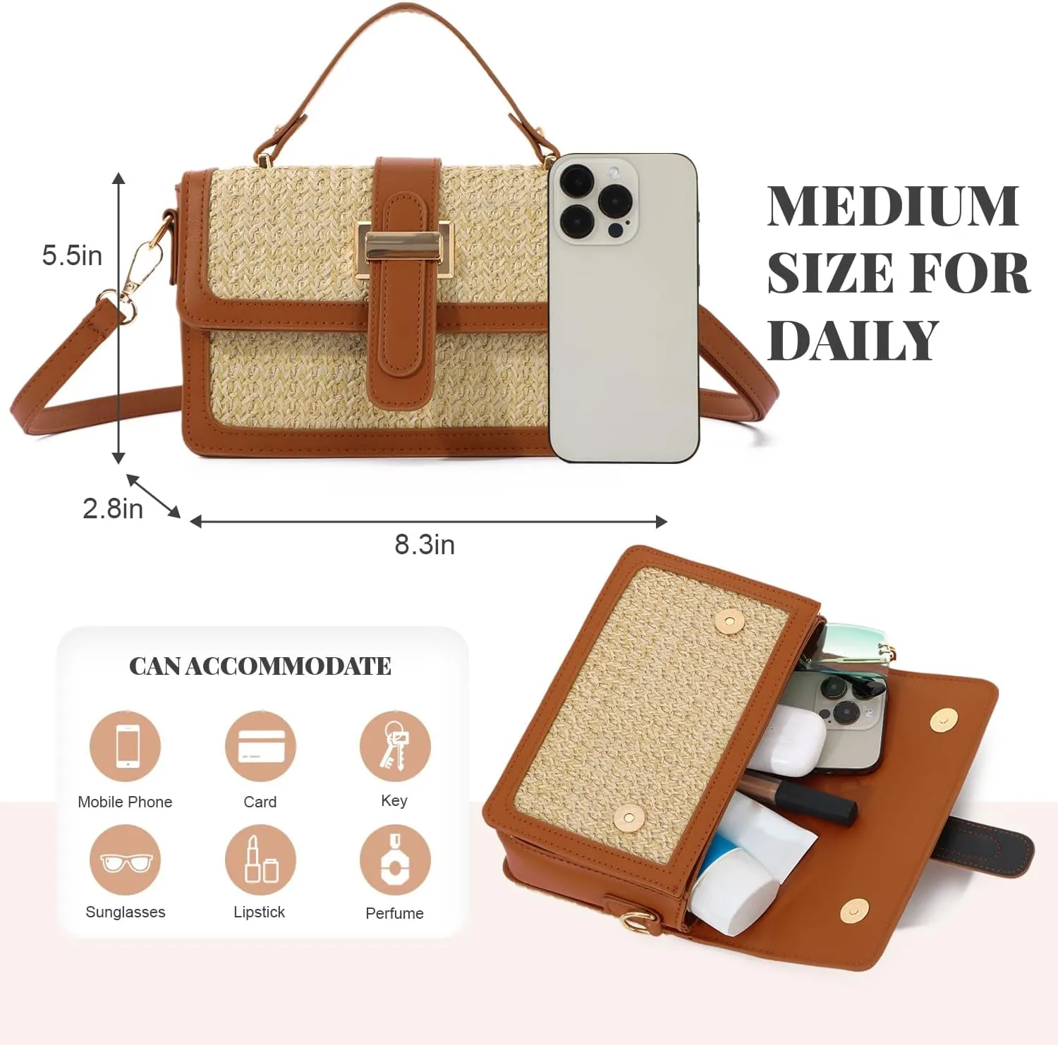 Oweisong Summer Purse for Women 2025 Woven Vacation Handbags Straw Crossbody Bag for Spring Beach