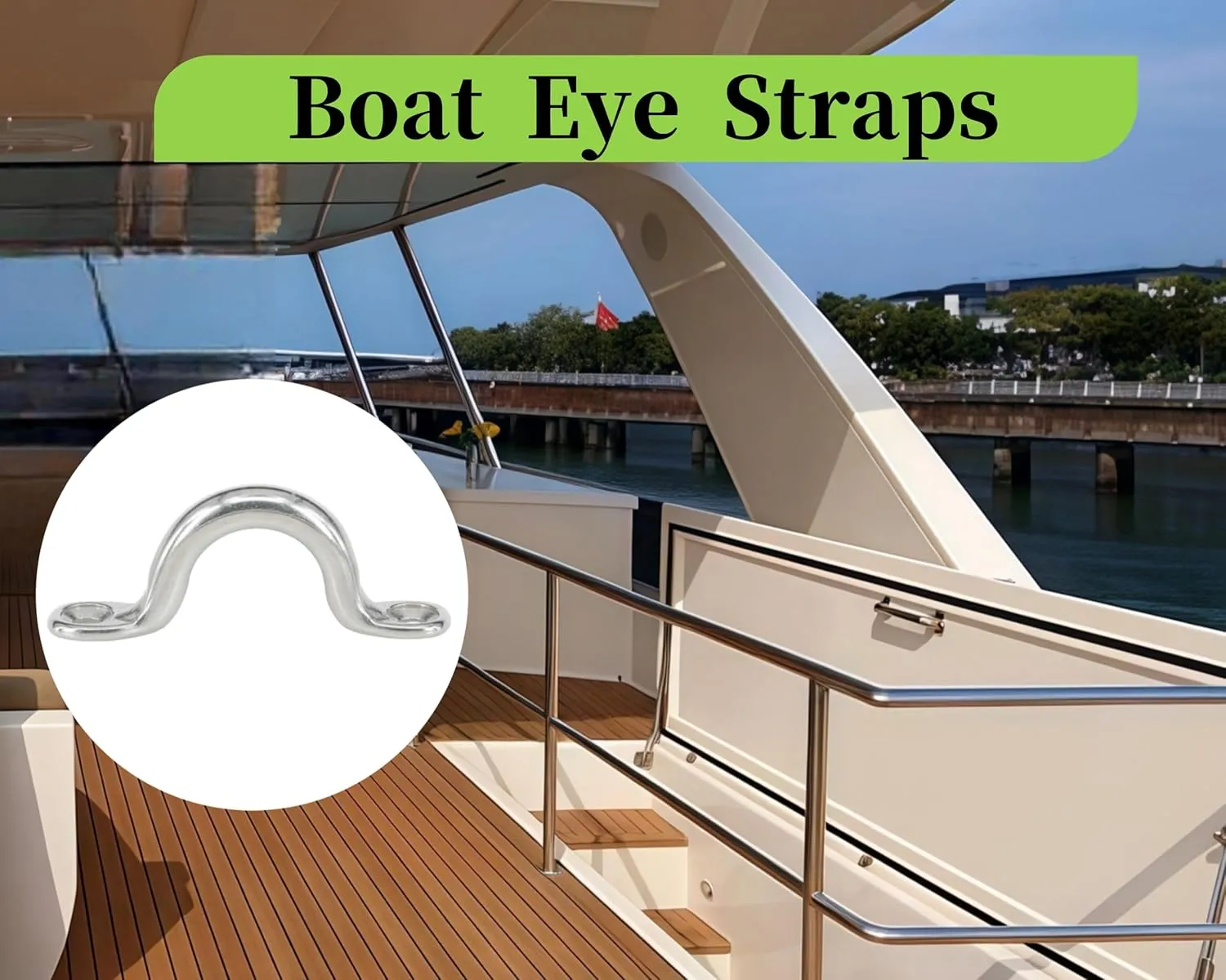 Pad Eye Straps,316 Stainless Steel Deck Loops for Boat,Kayak, Bimini Top, Tie Down Anchors Point for Marine, Canoe Rigging -M5 M6 M8 M10
