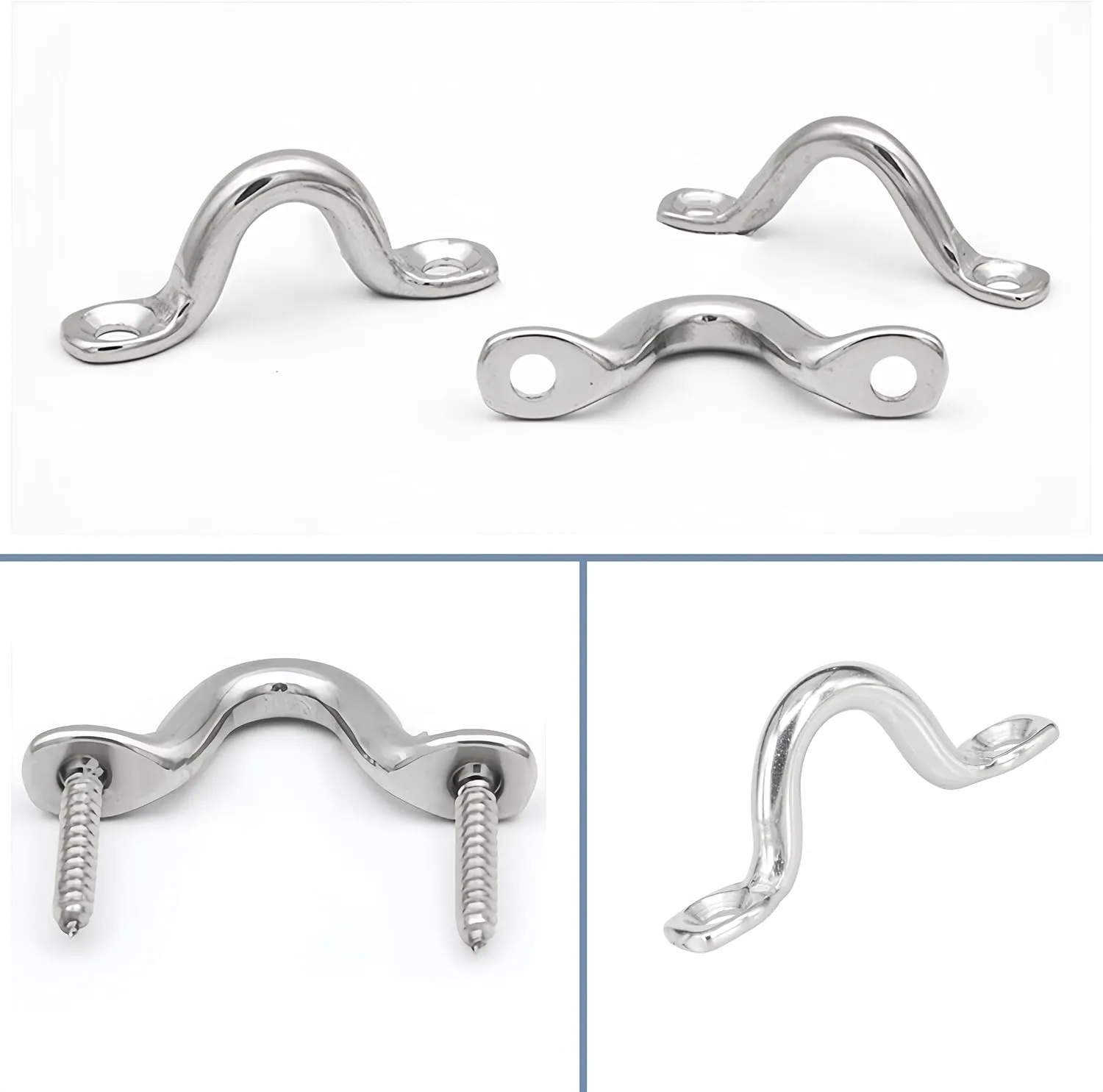 Pad Eye Straps,316 Stainless Steel Deck Loops for Boat,Kayak, Bimini Top, Tie Down Anchors Point for Marine, Canoe Rigging -M5 M6 M8 M10
