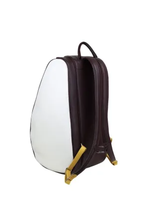 Padel & Pickleball Leather Backpack Top Handle Bag 4 Rackets Equipment Duffle | Handmade to Order in Italy, Soft Pebble-Grain Leather | Elegant Luxury Racquets Bag (Yellow/Brown/White)