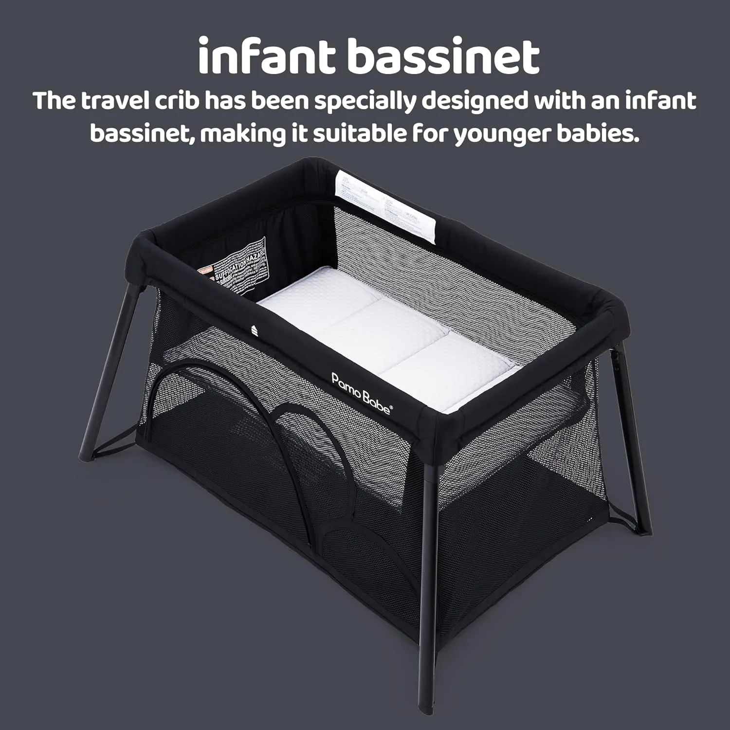 Pamo Babe Travel Crib - Lightweight Baby Playpen with Bassinet, Portable Mini Playard