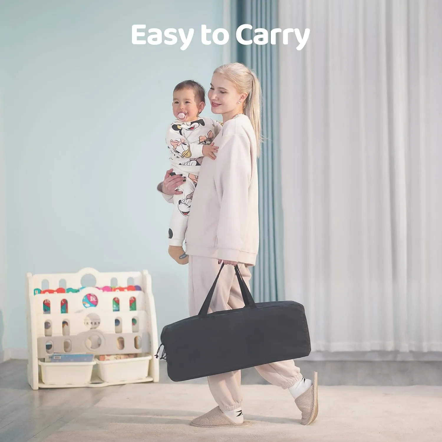 Pamo Babe Travel Crib - Lightweight Baby Playpen with Bassinet, Portable Mini Playard