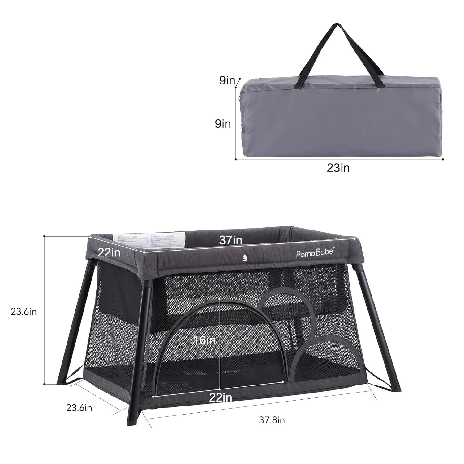 Pamo babe Travel Crib - Lightweight Baby Playpen with Bassinet, Portable Mini Playard