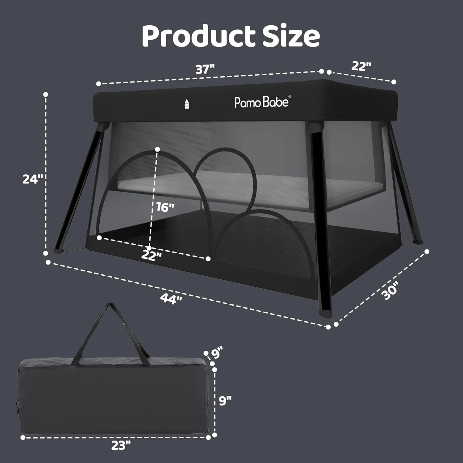 Pamo Babe Travel Crib - Lightweight Baby Playpen with Bassinet, Portable Mini Playard