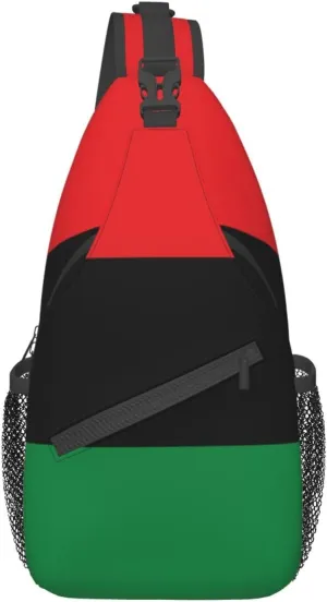 Pan African Flag Sling Backpack Travel Crossbody Casual Chest Shoulder Bag Fashion Fanny Pack