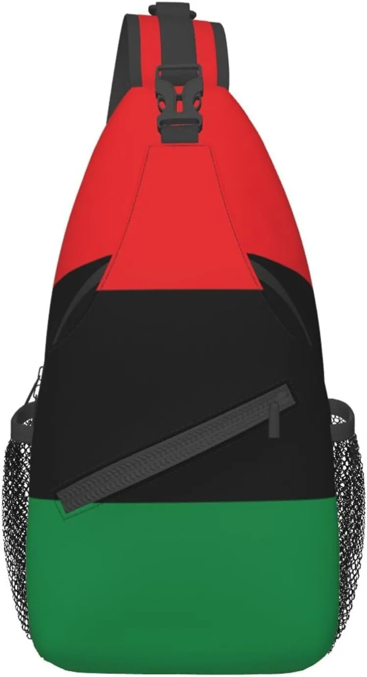 Pan African Flag Sling Backpack Travel Crossbody Casual Chest Shoulder Bag Fashion Fanny Pack