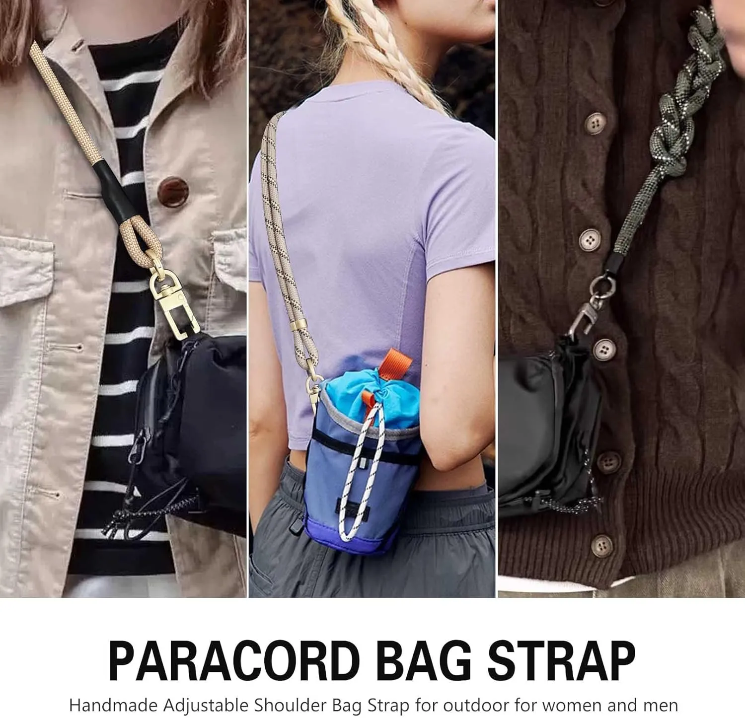 Paracord Bag Strap Crossbody Replacement Handmade Adjustable Shoulder Bag Strap for Street Style Bag Canvas Bag