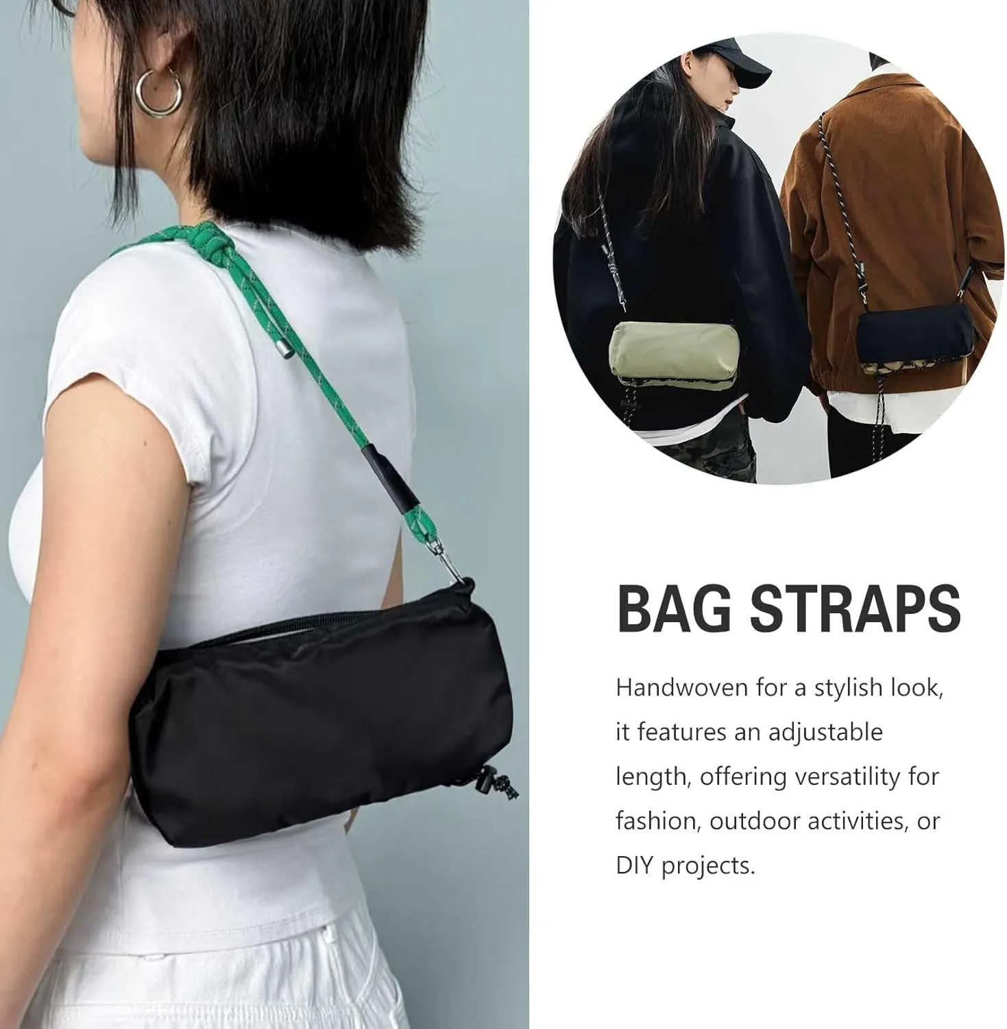 Paracord Bag Strap Crossbody Replacement Handmade Adjustable Shoulder Bag Strap for Street Style Bag Canvas Bag