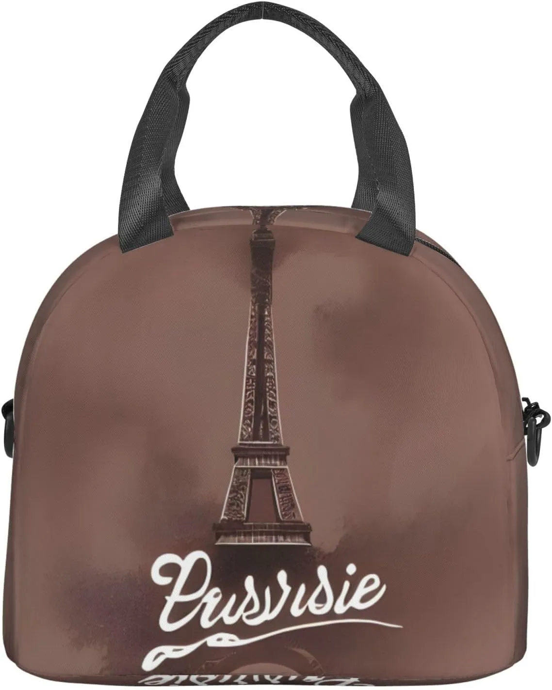 Parisian Coffee Eiffel Tower Insulated Lunch Tote Bag Lunch Box For Women Men, Reusable Good For Daily Work Outings