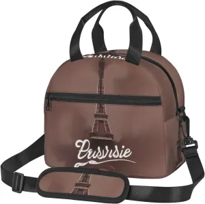 Parisian Coffee Eiffel Tower Insulated Lunch Tote Bag Lunch Box For Women Men, Reusable Good For Daily Work Outings
